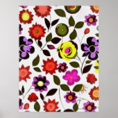 Funky Spring Flowers Seventies Style Poster (Voorkant)
