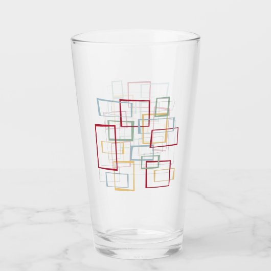 Funky Squares Mid Century Red Blue Green Yellow Glas (Voorkant)