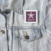 Funky Star Sweet 16 Button, Paars Vierkante Button 5,1 Cm (In situ)