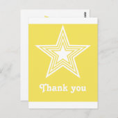 Funky Star Sweet 16 Flat Dank je Notecard Yellow Briefkaart (Voorkant / Achterkant)