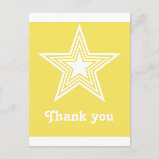 Funky Star Sweet 16 Flat Dank je Notecard Yellow Briefkaart (Voorkant)