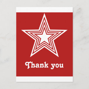 Funky Star Sweet 16 Flat Dank je wel Kaart, rood Briefkaart