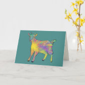 Funky Starburst Goat Colorful Cute Animal Art Kaart (Gele Bloem)