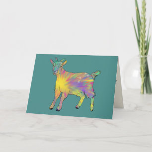 Funky Starburst Goat Colorful Cute Animal Art Kaart