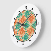 Funky Starburt Blauwgroen en Oranje design Grote Klok (Hoek)