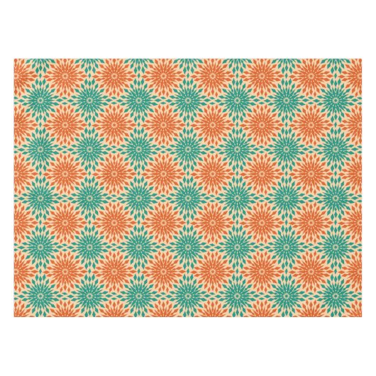 Funky Starburt Blauwgroen en Oranje design Tafelkleed (Voorkant (Horizontaal))