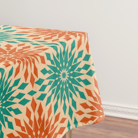 Funky Starburt Blauwgroen en Oranje design Tafelkleed (Voorbeeld)
