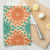 Funky Starburt Blauwgroen en Oranje design Theedoek (Quarter Fold)