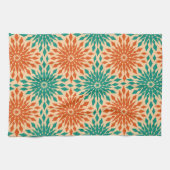 Funky Starburt Blauwgroen en Oranje design Theedoek (Horizontaal)