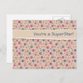 Funky Stars Beige Roos Briefkaart (Voorkant / Achterkant)