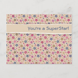 Funky Stars Beige Roos Briefkaart