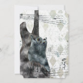 Funky Steampunk Gitaar Muziek Huwelijksuitnodiging Kaart (Achterkant)