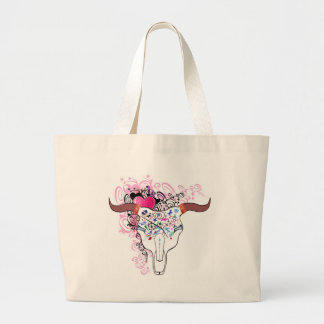 Funky Steer Skull tattoo Bag Grote Tote Bag