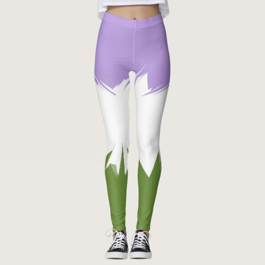 Funky Stijlige ZigZag Abstract Genderqueer Pride V Leggings (Voorkant)