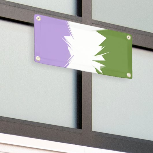 Funky Stijlige ZigZag Abstract Genderqueer Pride V Spandoek (Buitenkant Gebouw)