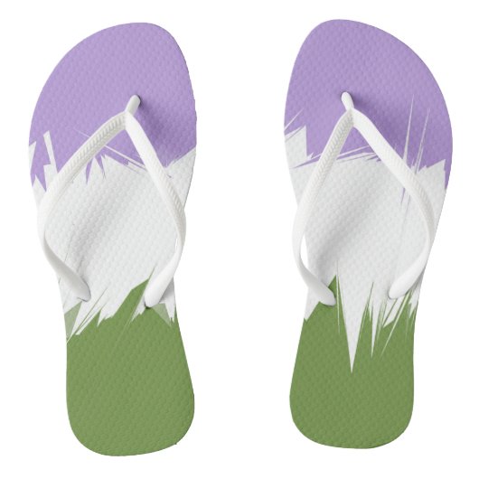 Funky Stijlige ZigZag Abstract Genderqueer Pride V Teenslippers (Voetbed)