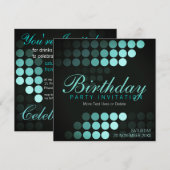 Funky Stippen Blues Birthday Party Invitation Kaart (Voorkant / Achterkant)