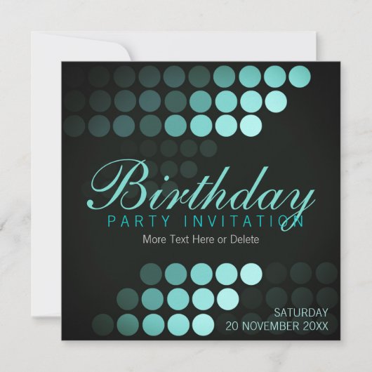 Funky Stippen Blues Birthday Party Invitation Kaart (Voorkant)
