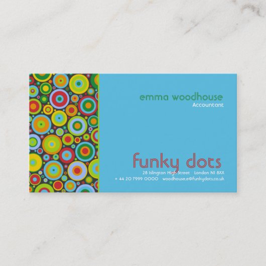 Funky Stippen : Turkoois Visitekaartje (Voorkant)