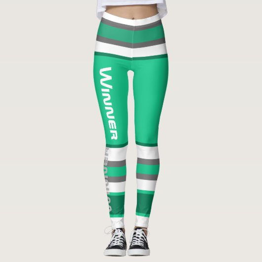 Funky Strepen Lijnen Winnaar Power Leggings (Voorkant)