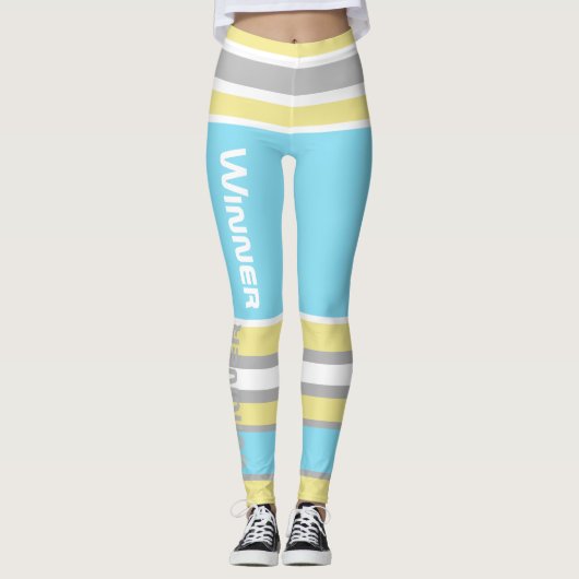 Funky Strepen Lijnen Winnaar Power Leggings (Voorkant)