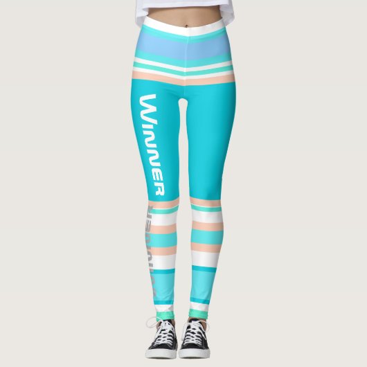 Funky Strepen Lijnen Winner Power Leggings (Voorkant)