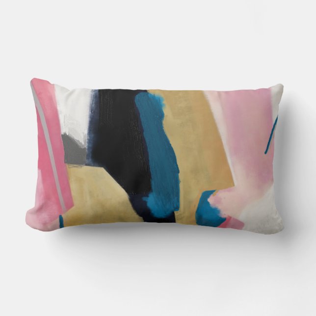 Funky Strepen /Teal Roze Goud Zwart Grijs Kussen (Voorkant)