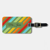 Funky Striped Rainbow Pattern Bagagelabel (Voorkant horizontaal)