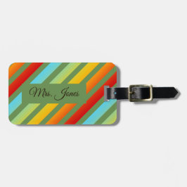 Funky Striped Rainbow Pattern Bagagelabel