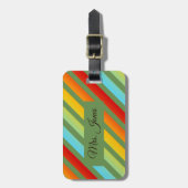Funky Striped Rainbow Pattern Bagagelabel (Voorkant verticaal)