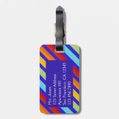 Funky Striped Rainbow Pattern Bagagelabel (Achterkant verticaal)