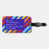 Funky Striped Rainbow Pattern Bagagelabel (Achterkant horizontaal)