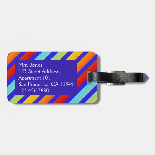 Funky Striped Rainbow Pattern Bagagelabel (Achterkant horizontaal)