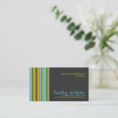 Funky Stripes Dark Grey Visitekaartje (Staand voorkant)