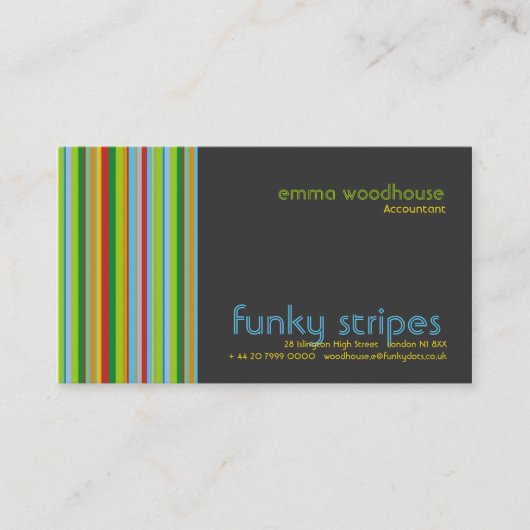 Funky Stripes Dark Grey Visitekaartje (Voorkant)