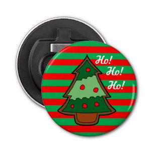 Funky Stripes en kerstboom Button Flesopener