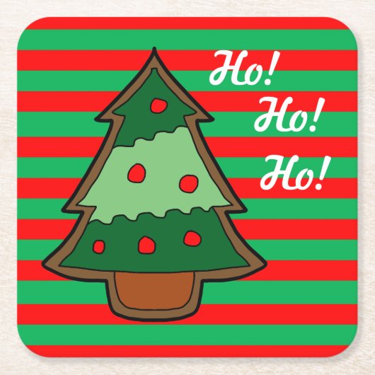 Funky Stripes en kerstboom Kartonnen Onderzetters (Voorkant)