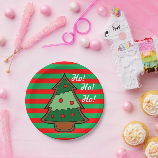 Funky Stripes en kerstboom Papieren Bordje (Feest)