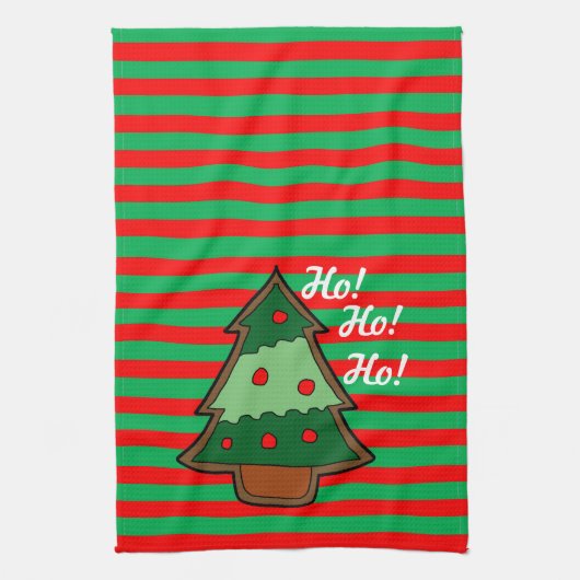 Funky Stripes en kerstboom Theedoek (Verticaal)