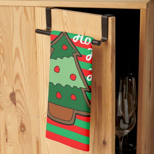 Funky Stripes en kerstboom Theedoek (Derde Gevouwen)