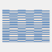 Funky Stripes in Ivoor en Blauw Inpakpapier Vel (Voorkant)