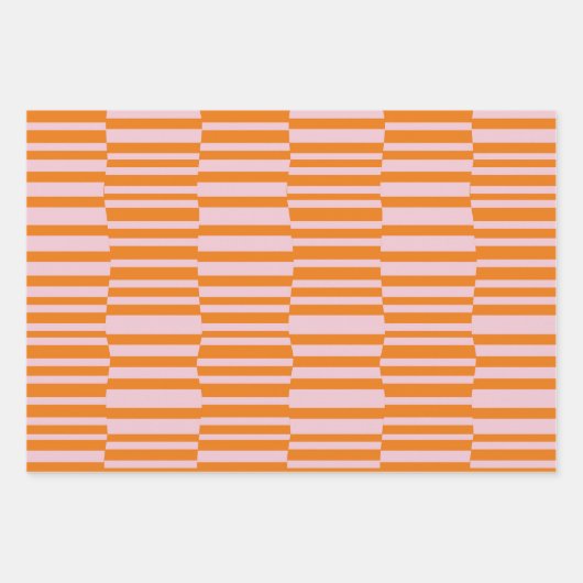 Funky Stripes in Sinaasappel en Soft Pink Inpakpapier Vel (Voorkant 3)