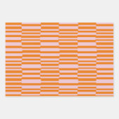 Funky Stripes in Sinaasappel en Soft Pink Inpakpapier Vel (Voorkant)