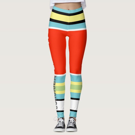 Funky Stripes Lines Winner Power Leggings (Voorkant)
