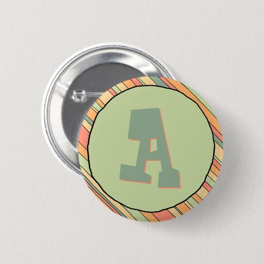 Funky Stripes Monogram Button (Voorkant /achterkant)
