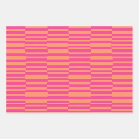 Funky Stripes Roze en Sinaasappel Inpakpapier Vel (Voorkant 2)