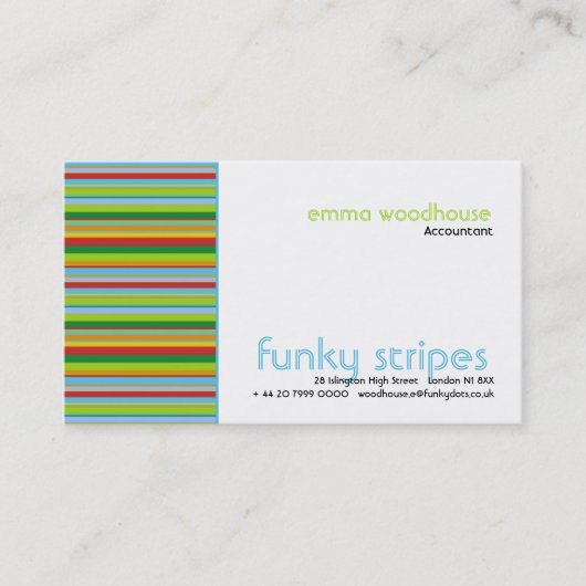 Funky Stripes Visitekaartje (Voorkant)