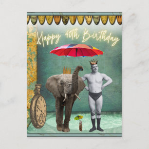 Funky Strongman 40th Birthday Briefkaart
