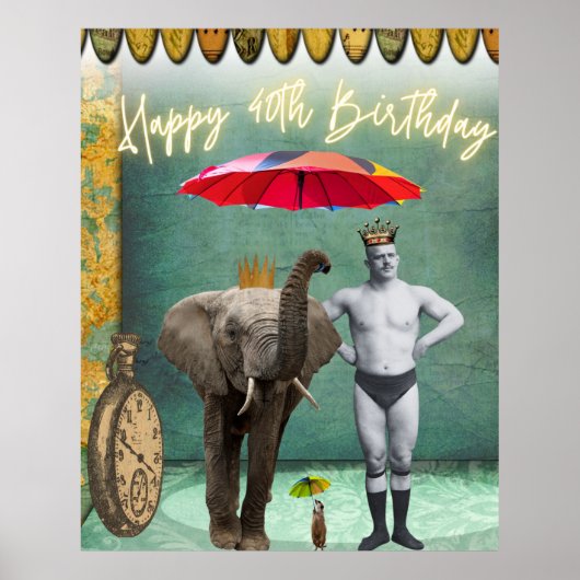 Funky  Strongman 40th Birthday Poster (Voorkant)