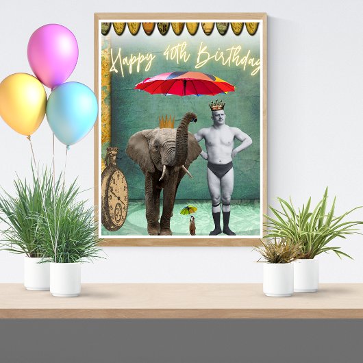 Funky  Strongman 40th Birthday Poster